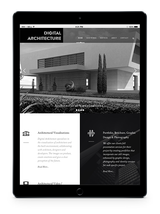 tablet με την ιστοσελίδα digitalarchitecture.gr